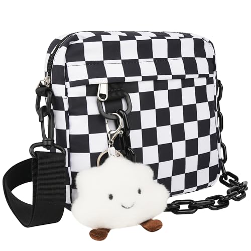Mini sac à bandoulière en nylon noir compact et ultra léger avec motif nuage