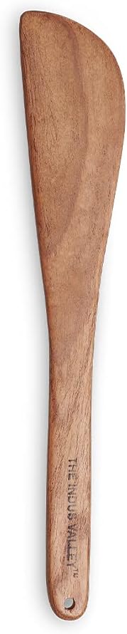 The Indus Valley Wooden Compact Flip/Spatula/Ladle for Cooking Dosa/Roti/Chapati | Kitchen Tools | No Harmful Polish | Naturally Non-Stick | Handmade - (Neem Wood, 27.5 cm, 40 GMS)