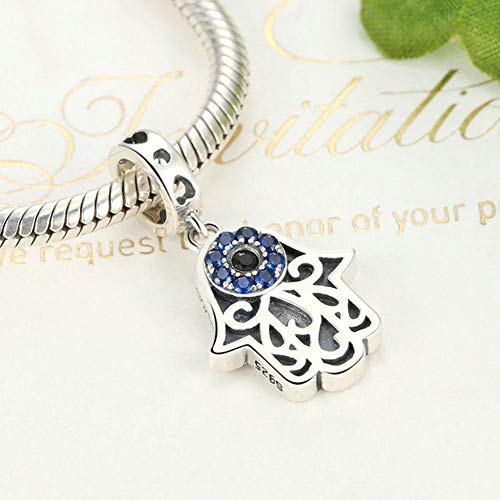 925 Sterling Silver Hamsa Hand Evil Eye Charm for Pandora Bracelet - Birthday and Anniversary (Silver)3