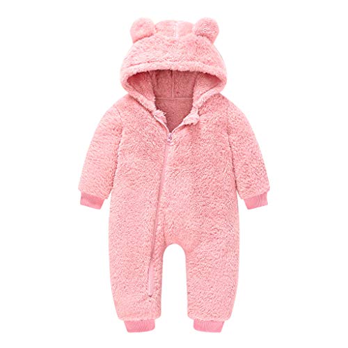 Letdown(TM) Newborn Baby Boy Girl Cartoon Bear Snowsuit Winter Warm Fleece Hooded Romper Full Zip Jumpsuit Puffer Jacket