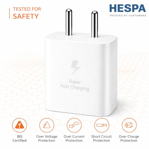 Image of 25W PD 3.0 Type C Superfast Charger Adapter for Samsung Galaxy M17|M07|M36|M06|A55|A35|F06|S25 fe|S22|S24|F36|F16|M35|S23|A06|iPhone|Tab S11| 25W by HESPA (SVXQ 3)