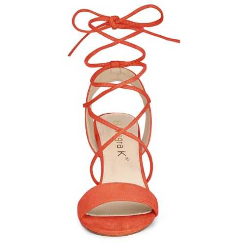 Allegra K Women's Lace Up Block High Heels Sandals3