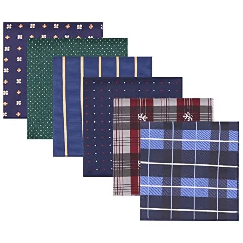 Men's Pocket Square,6 Pcs Pocket Square Handkerchiefs,Men's Suit Pocket Handkerchiefs,Men's Handkerchiefs for Formal Wear for Party Wedding-23 x 23 cm Cover
