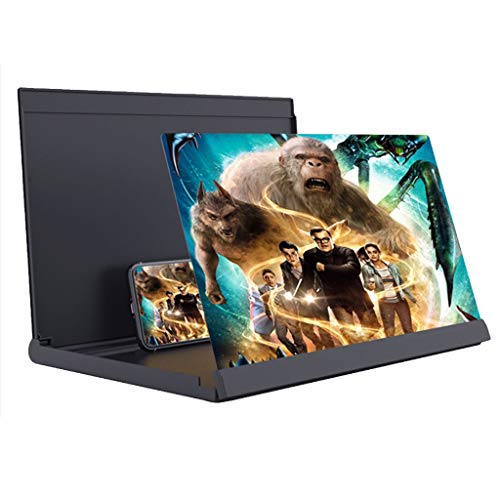 Bot 20/26/32 Inch 3D Anti-Blue Phone Screen Magnifier,Portable Home Cinema Cellphone Amplifier,HD Stereoscopic Phone co Screen Enlarger Projector for All Smartphones (Color : Black, Size : 32inch)