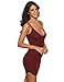 MakeMeChic Women's Sexy Deep V Neck Bodycon Club Night Party Mini Dress Burgundy XS
