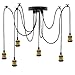 Produktbild FidgetFidget Hängelampen, Deckenleuchte, Retro Industrie Pendelleuchte 6 Arme, Kronleuchter, E27, Pendelleuchte für Restaurant Loft Küche Coffee Shop (ohne Glühbirnen), Goldbronze