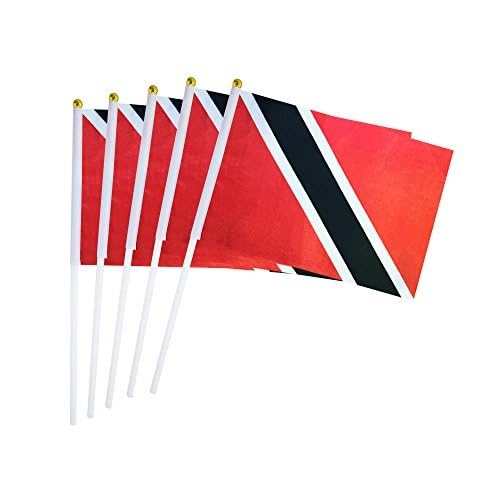 25 Pack Hand Held Small Mini Flag Trinidad Trinidan Flag Stick Flag Round Top National Country Flags,Party Decorations Supplies For Parades,World Cup,Festival Events,International Festival โ image 1