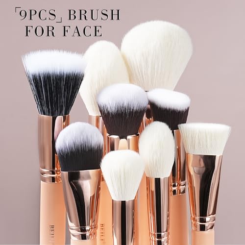 BEILI Makeup Brushes 28pcs Pink Makeup Brush Set Premium Goat Synthetic Kabuki Foundation Blending Brush Face Powder Blush Concealers Eye Shadows Make Up Brush Set(Pink/Rose Gold)