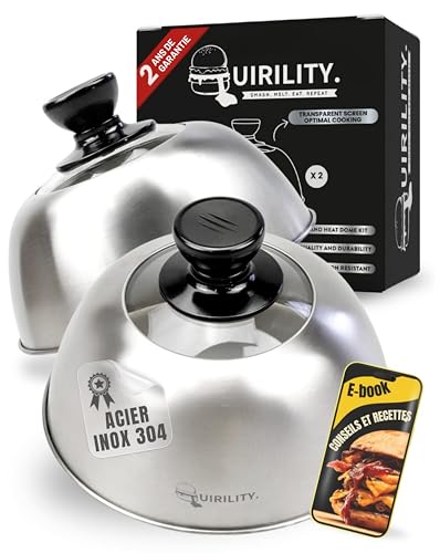 QUIRILITY | 2 Pièces Cloche Plancha Design Premium. Cloche Cuisson Plancha Avec Fenêtre Transparente et Poignée Anti-Brûlure Ergonomique. Cloche...