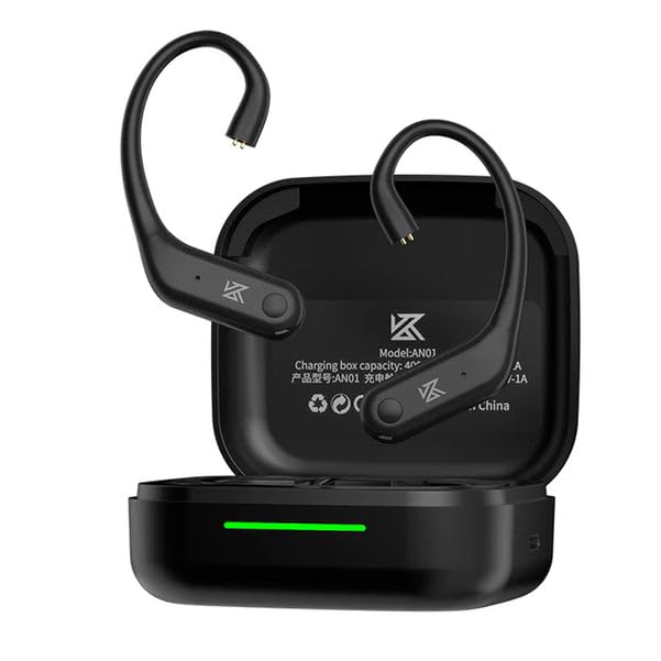 Image of KZ AN01 True Wireless Adapter for in Ear Monitors (IEM), 5.4 Bluetooth Adapter with Dual Microphone, Active Noise Cancellation with Ultra-Low Latency Ear Hook, Compatible with 0.75mm QDC IEM
