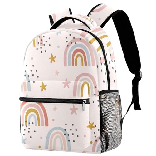 Sac à dos d'école grand volume pour adolescents avec motif arc-en-ciel