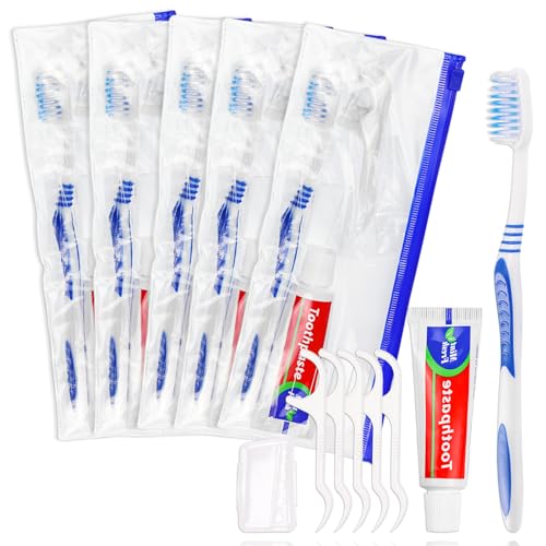 Lot brosses à dents de voyage sous emballage individuel avec étui zippé étanche