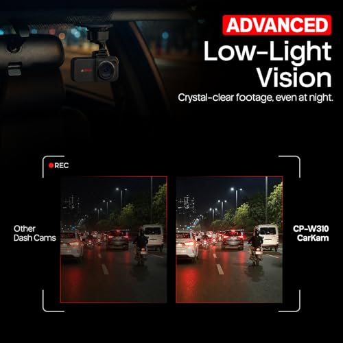 Image of CP PLUS Dash Cam for Car CP-W310 | 2K 3MP Full HD+ Single Channel Dashcam | 1296P Recording | Built-in Microphone | WiFi (AP Mode) | G-Sensor | Night Vision | 137 Wide View Angle | Upto 1TB Storge