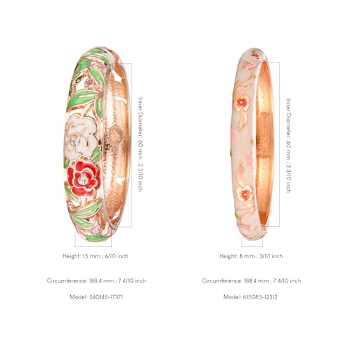 Image of UJOY Womens Multi-colors Cloisonne Bracelet Gold Plated Flower Hollowed Enameled Hinged Cuff Bangles Jewelry Gift 88A10