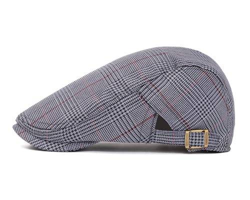 Image of Cotton Newsboy Cap,Breathable Ivy Gatsby Cabbie Beret Hat for Men's Women Driving Hunting Golf