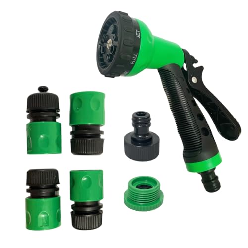 Pistola manguera jardin. Pistola de agua a presión varios modos de riego. Cabezal difusor con regulador de presion agua Boquillas adaptadoras para manguera de jardin, manguera extensible y grifo.