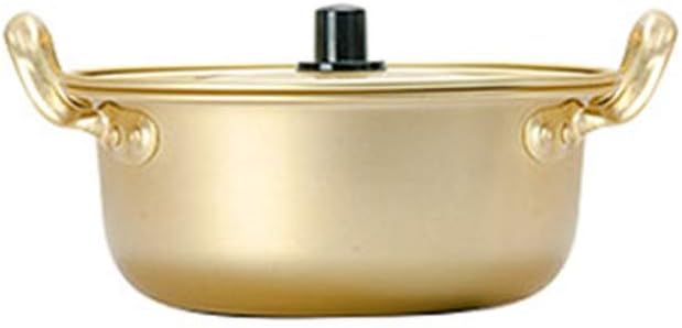 Yellow Aluminum Ramen Noodles Soup Pot with Lid Milk Egg Soup Cooking Pot Fast Heating for Kitchen Cookware Tool