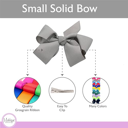 Image of Small Solid Bow for Girls - Set of 12 (Grey)