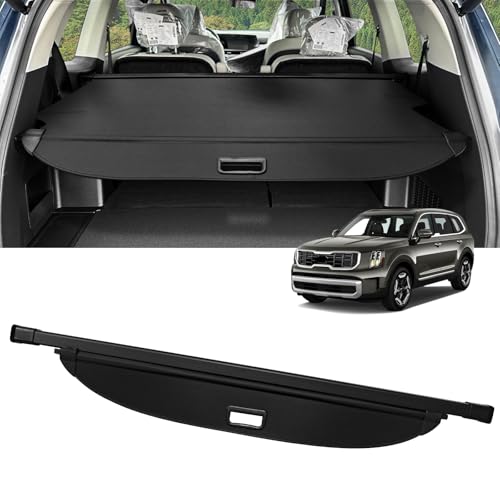 VEENJOY Cargo Cover for Kia Telluride 2026-2020 (NOT FIT 2027) Accessories Retractable Trunk Cover Security Shielding Shade Cargo Luggage Cover Trunk Privacy Protection (Carbon Fiber Texture)