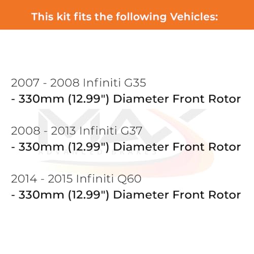 Image of Max Advanced Brakes Front & Rear Brake Kit Compatible With 2007 2008 Infiniti G35 G37 Q60 w /12.99 inch Dia Front Rotor Replacement Premium OE Disc Brake Rotors and Ceramic Brake Pads