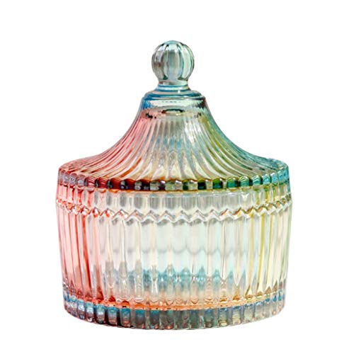 ericotry 280ML10OZ Tent Shaped Crystal Candy Jar Dishes Crystal Glass Box with Lid Apothecary Jar Food Storage Organization Sugar Bowl for Home KitchenGlazed