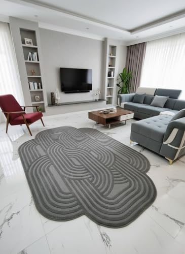 Image of Super Soft Modern Turkish Luxury Rug 2 x 5 Feet (60 x 150 Cm) High-Traffic Backing - Stain-Resistant -Carpet for Living Room Deepblue Kasan Color