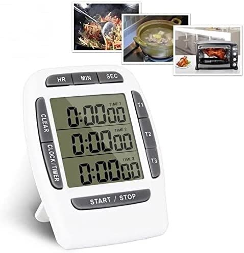 Temporizadores, Temporizador de Cocina Multifuncional, 3 Canales de visualización, temporizadores electrónicos de Cuenta Regresiva, Dispositivo de conteo de Tiempo