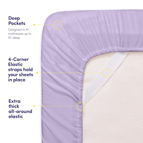 Image of 1500 Supreme Collection Full Sheet Sets Lavender - Luxury Hotel Bed Sheets and Pillowcase Set for Full Mattress - Extra Soft, Elastic Corner Straps, Deep Pocket Sheets, Full Lavender
