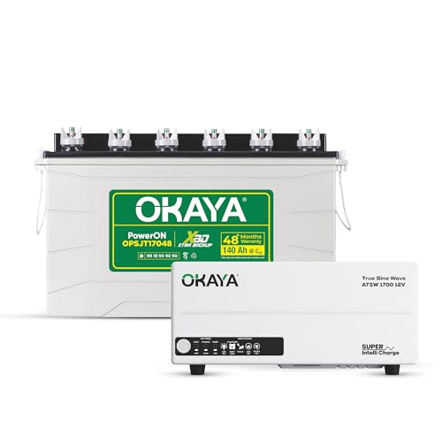 Okaya Inverter with Battery Combo for Home,Office & Shops|ATSW170...