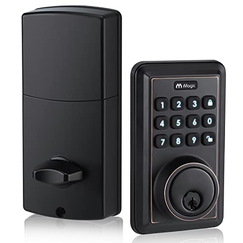 iMagic Keypad Deadbolt, Keyless Entry Deadbolt Lock, Electronic Keypad Door Lock, Auto Lock, 50 User Codes, Easy to Install (Oil Rubbed Bronze)