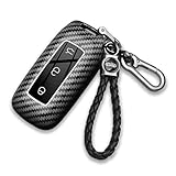Rondrive Autoschlüssel-Hülle für Geely EX5 SE PRO MAX SUV Galaxy E5 E8 Schlüsselhülle Halter ABS-Kunststoffschale Schlüsselanhänger Fernbedienung Schutz Zubehör Kohlefaser-Muster Schwarz 4