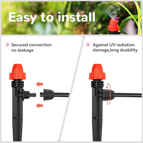 Image of 360 Adjustable Drip Spray Emitters for 1 /4 inch Tubing, 30pcs | Drip Sprinkler Heads for Lock Barb Parts, with Stake, Drip Irrigation System