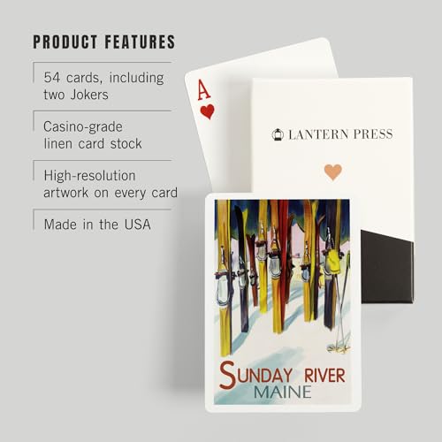 Lantern Press Baraja Poker 52 Cartas Coloridos Esquís miniatura 3