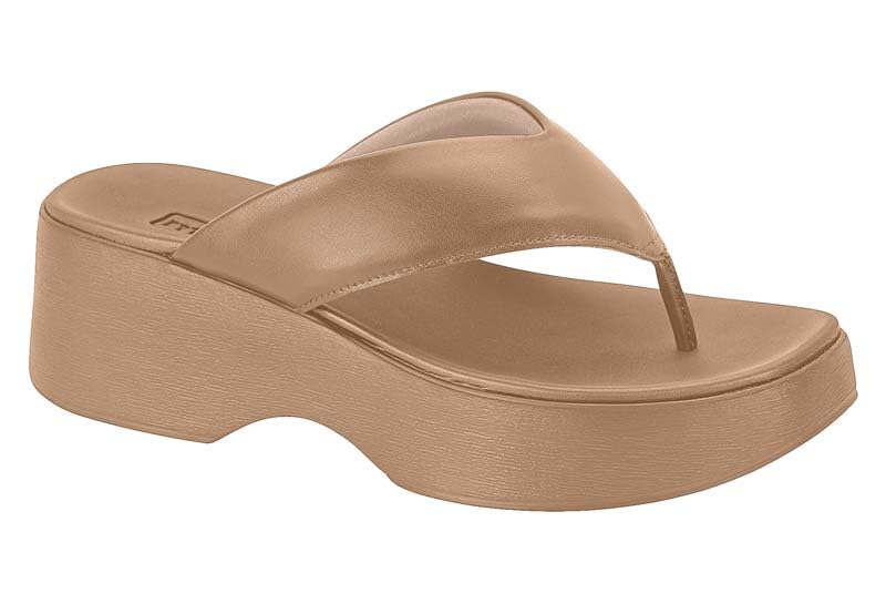 Tamanco de Dedo moleca Anabela Tira Grossa Macia Feminino (Nude, BR, Adulto, Numérico, 38)