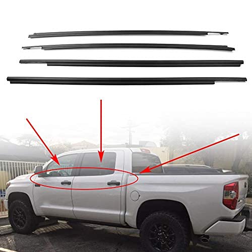 Zhisheng 4PCS Weather Stripping,Window Weatherstrip Seal Door Belt Moulding Trim for Toyota Tundra CrewMax 2007 2008 2009 2010 2011 2012 2013 2014 2015 2016 2017 2018 2019,Door Outside Trim Seal Belt