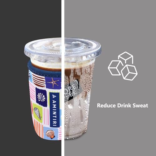 Image of 3 Pack Reusable Sleeve for Iced Coffee Cup, Coffee Neoprene Sleeve for Iced&Hot Drinks, Coffee Sleeve Compatible with Starbucks, Dunkin Coffee Cup. (Sea Shell)