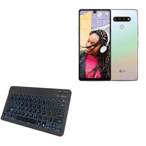 BoxWave Keyboard Compatible with LG Stylo 6 - SlimKeys Bluetooth Keyboard - with Backlight, Portable Slim LED 7 Colors - Jet Black