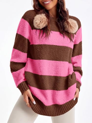 Image of Saodimallsu Womens Oversized Sweater Fuzzy Long Sleeve Casual Tunic Sweater