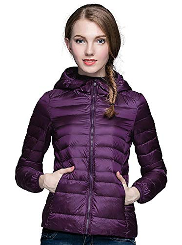 HuntDream Chaqueta de plumón de Viaje Abrigo Corto con Capucha y Peso Ligero