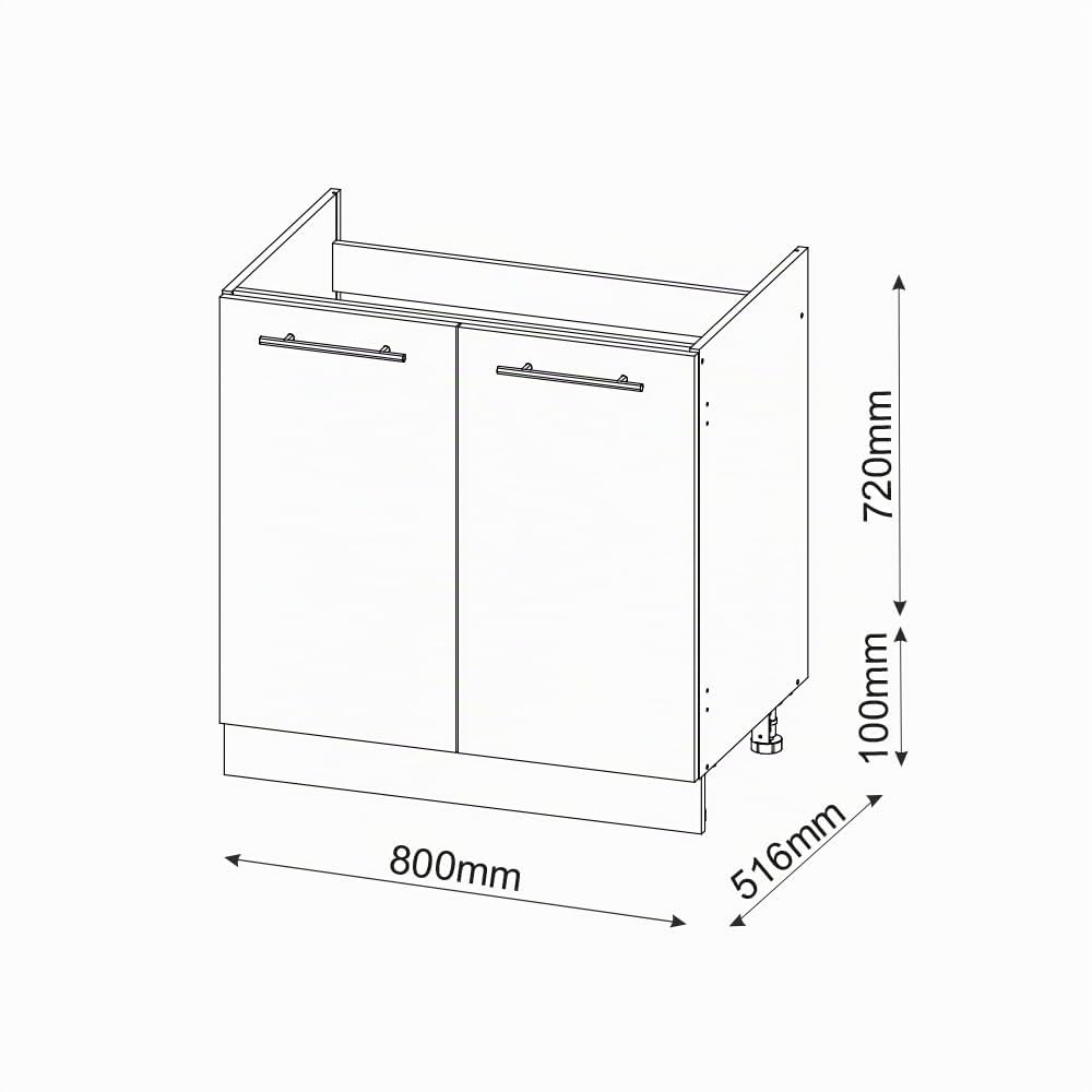 Vicco Mobile lavello cucina Fame-Line, Bianco country, 80 cm | senza piano di lavoro, per la combinazione con altri moduli della serie Fame-Line