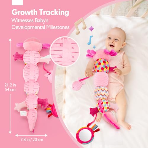 Miniatura 6 de Hahaland Juguetes Bebes 0 3 6 Meses - Peluche Musical Con Sonajero, Mordedor, Chirridos, Arrugas, Espejo - Tummy Time Sensorial Para Bebes 6-12 Meses