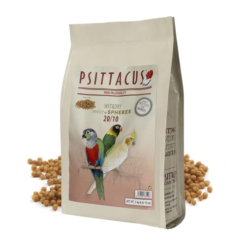 Psittacus Microspheres Wet & Dry 20/10 6.6 lb | for Chops and Salads Recipes, The Easiest One, Quick and Cold Preparation | Premium Pellet for Birds and Parrots, 100% Non-GMO