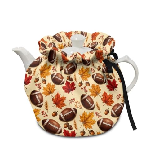 Image of Fall Tea Cozy Insulated Kitchen Kettle Cover Football Tea Pot Dust Covers for Keeping Warm Home Kitchen Decor for Party