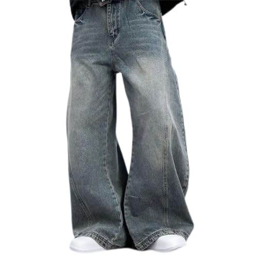Men Personalized Straight Tube Washed Jeans Couple Loose Bent Knife Casual Pants