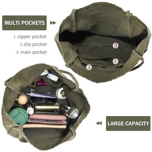 Image of Canvas Tote Bag for Women Large Hobo Shoulder Bag for Work Travel Casual Message Bag Tote Purse handbags