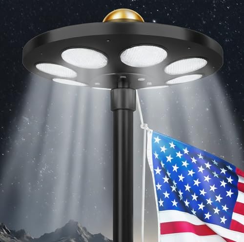 XYRIS Flag Pole Light Solar Powered - Ultra Bright 136...