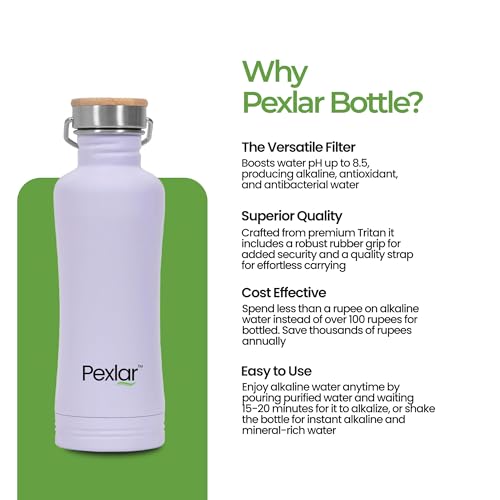 Image of Pexlar Stainless Steel Alkaline Bottle | Alkaline Water Filter Inside | Alkaline Water Generator | Capacity of 850 ml | Improve Mineral | Pink