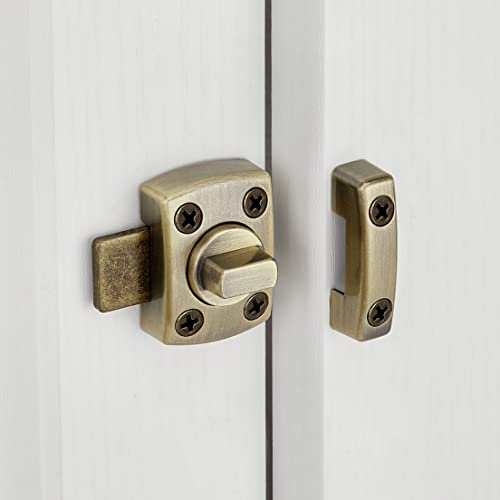 Iniret 2 Packs Rotate Bolt Latch Gate Latches Safety Door Lock,Pet Door Lock, Cabinet Furniture,Bathroom，Windows,Antique Lock Gate Latches Wine Cabinet Closet Door Latches (Bronze_2 Pack) #TOP3