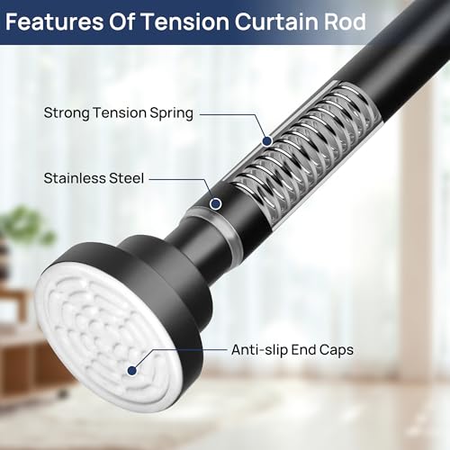 Image of ENJOYBASICS 2 Pack Tension Curtain Rod, 32-54 inch Adjustable, Stable, Black