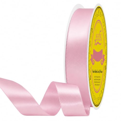 Image of Double Face Pearl Pink Satin Ribbon 7 /8 inch X 50 Yards Polyester Pearl Pink Ribbon for Gift Wrapping Very Suitable for Weddings Party Hair Bow Invitation Decorations and More